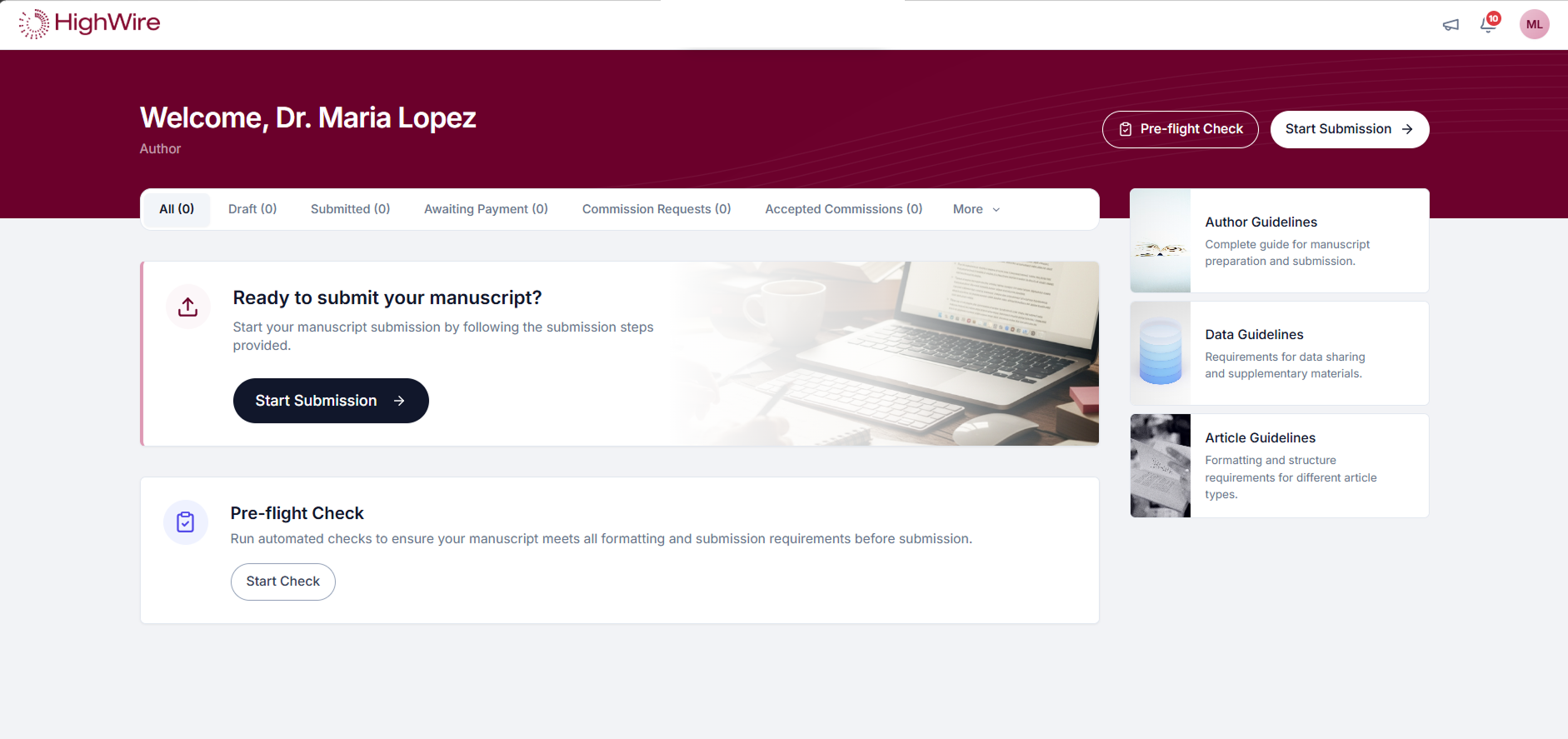 Author Dashboard